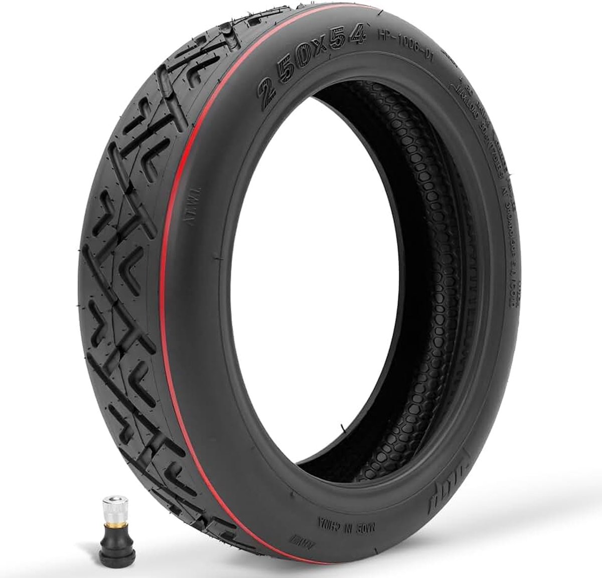 Binnenband 250 x 54, geschikt voor een 16,7 cm velg, 10 x 2,125 inch, vervanging voor voor- en achterbanden van de Xiaomi 4 scooter, met luchtkraan
