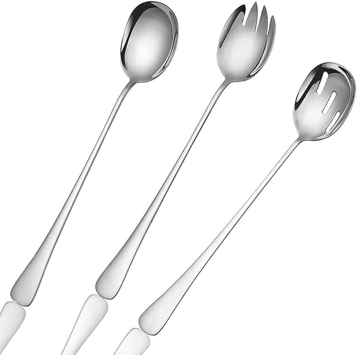 Slavorken van roestvrij staal, serveerlepel van roestvrij staal, salade serveerlepel, serveerbestek voor restaurants, hotel, party, buffet (3 stuks)