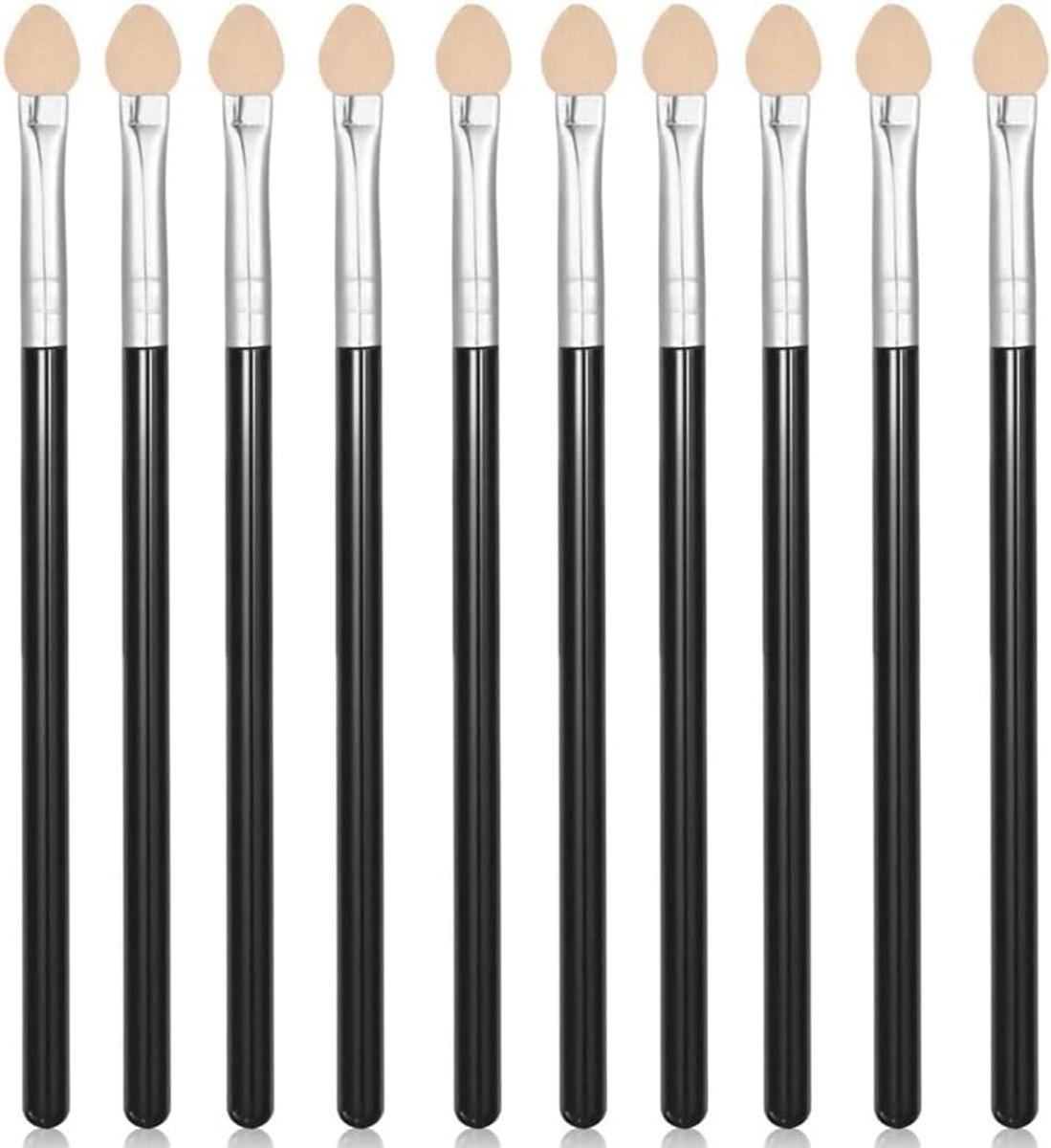10 Stuks Oogschaduwborstel met Lange Steel, Draagbare Spons Oogschaduwborstel Oogschaduwapplicators Slanke Handgreepborstel Schoonheid Make up Tool Verfborstels