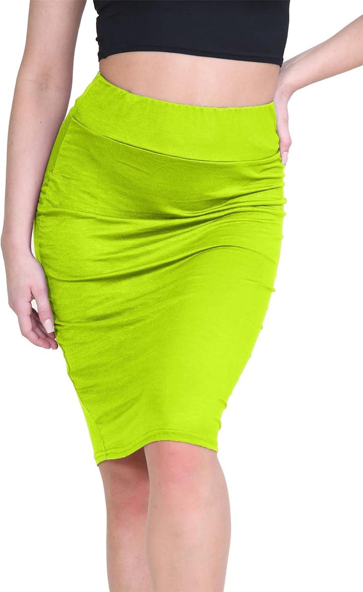 Dames effen hoge taille stretch bodycon jersey zomer potlood midi-rok