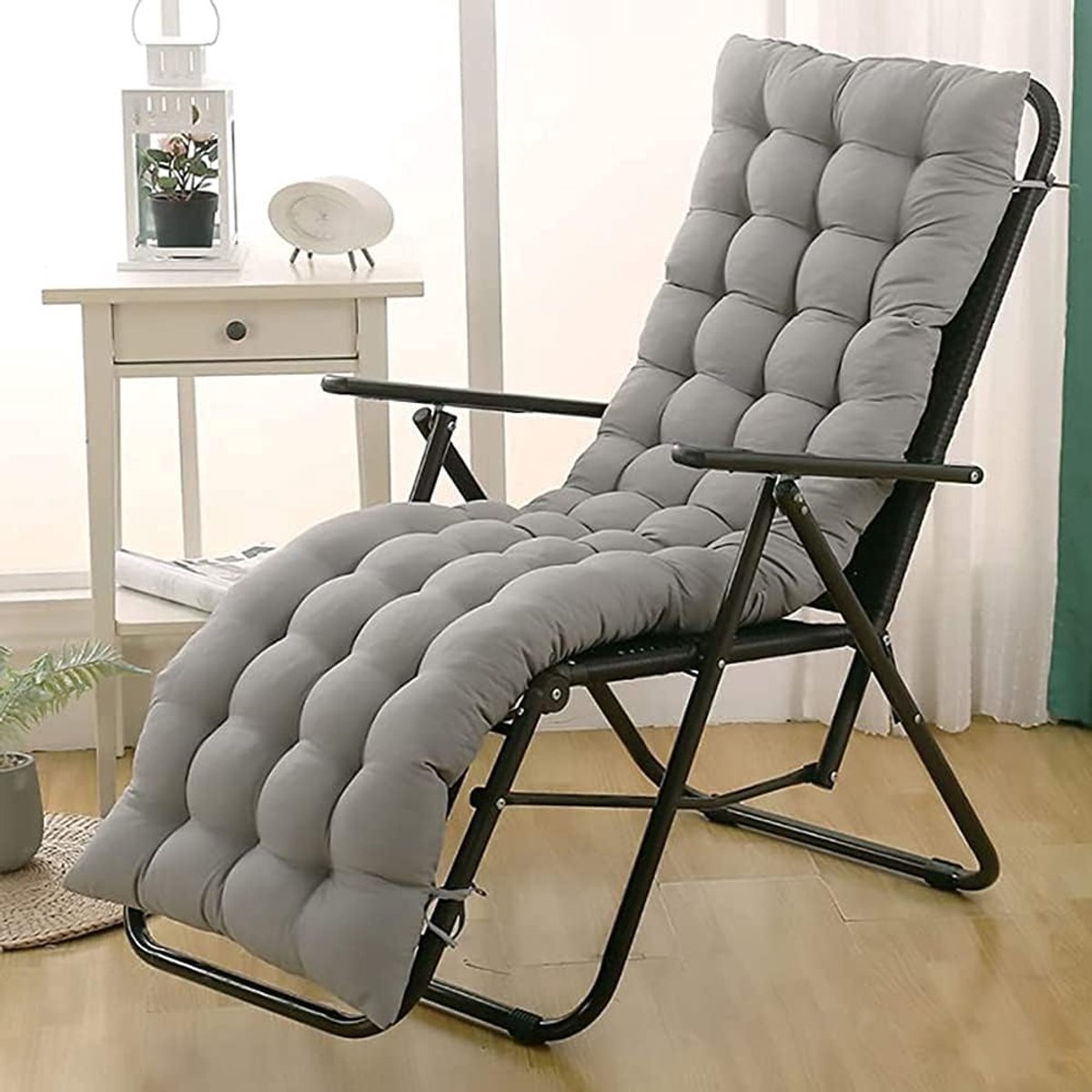 Hoge Rug Mat Ademend Stoel Kussen Diepe Zitting Fauteuil Kussen Tuin Voor Patio Pool,Grijs,48x120cm(19x47in)