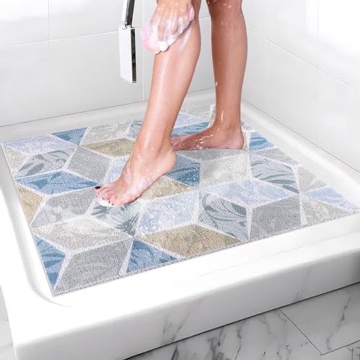 Antislip douchemat vierkant 60 x 60 cm - anti-schimmel loofah voor de douche