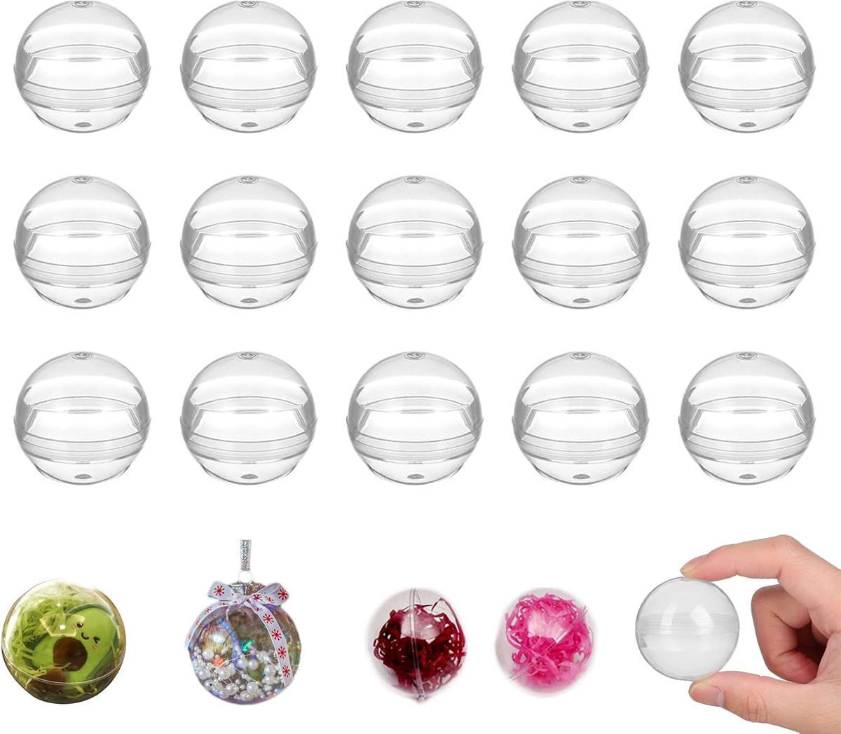 Kerstballen, Invulbare Acryl Ballen voor Decoraties, Kerstballen Acryl Ballen, Geschikt voor Feestelijke Doeleinden om het Huis te Versieren(Transparant)
