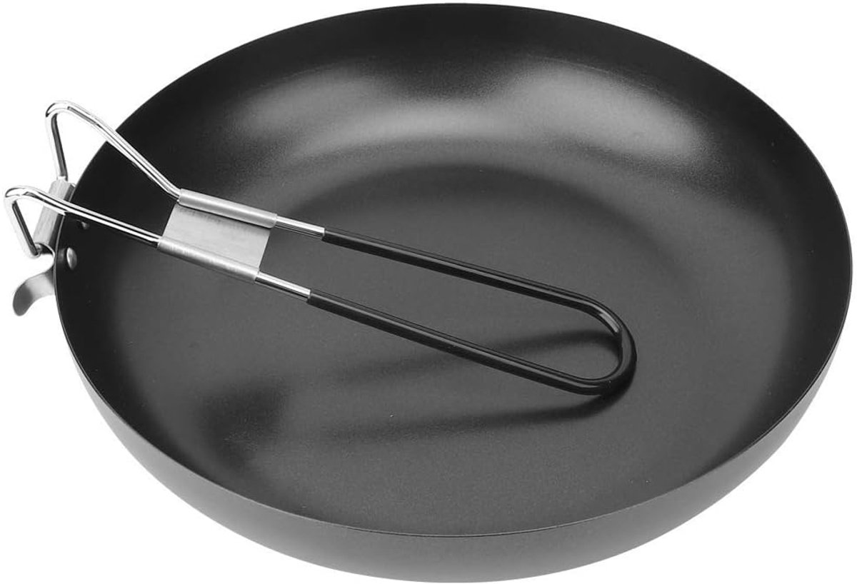 Campingpan, opvouwbare anti-aanbaklaag, grillpan met inklapbare handgreep, voor binnen en buiten koken