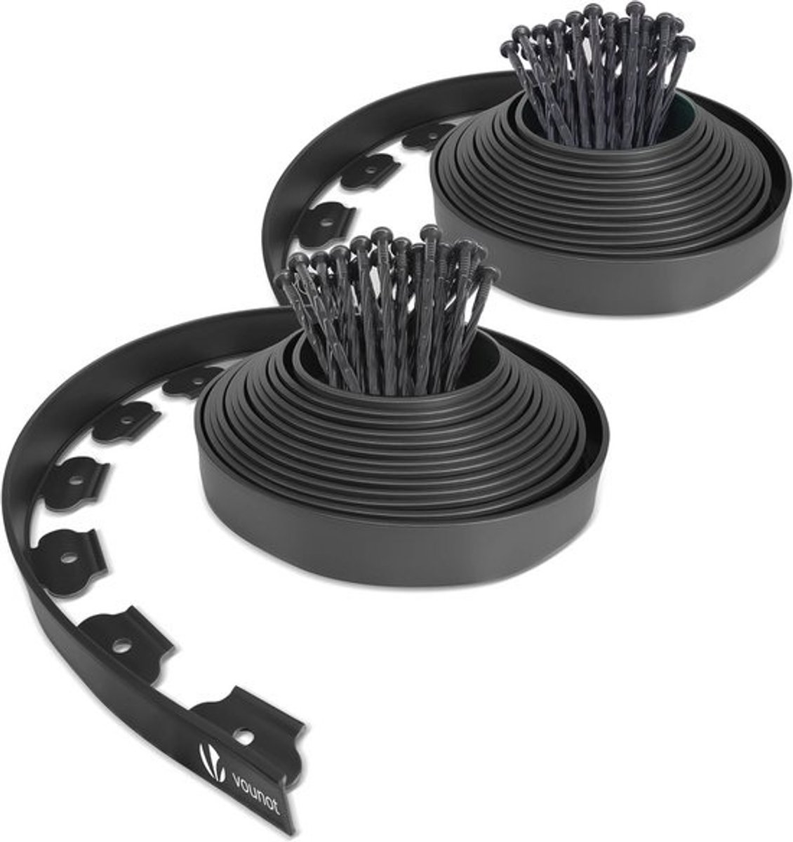 Grasrand van kunststof 20 m - flexibel gazonrand met 60 haringen - hoogte 50 mm - zwart Lawn Edging