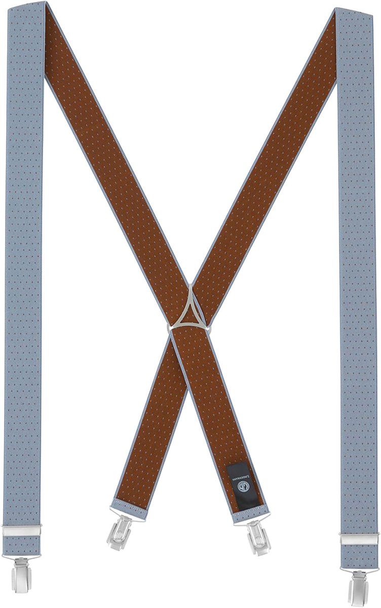 LINDENMANN heren bretels met extra sterke clips X-vorm - zilverkleurig gestipt