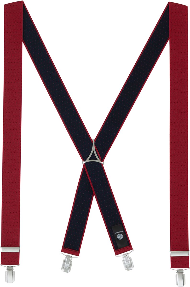 LINDENMANN heren bretels met extra sterke clips X-vorm - rood gestipt