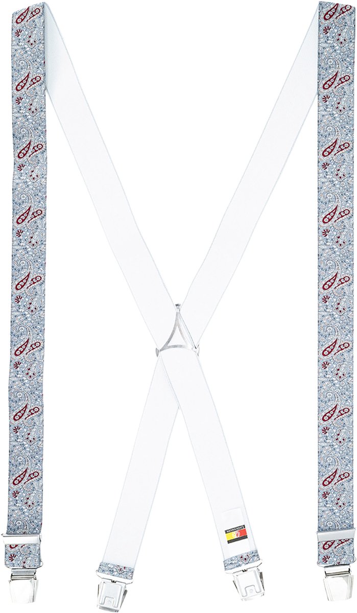 LINDENMANN heren bretels met extra sterke clips X-vorm - grijs dessin