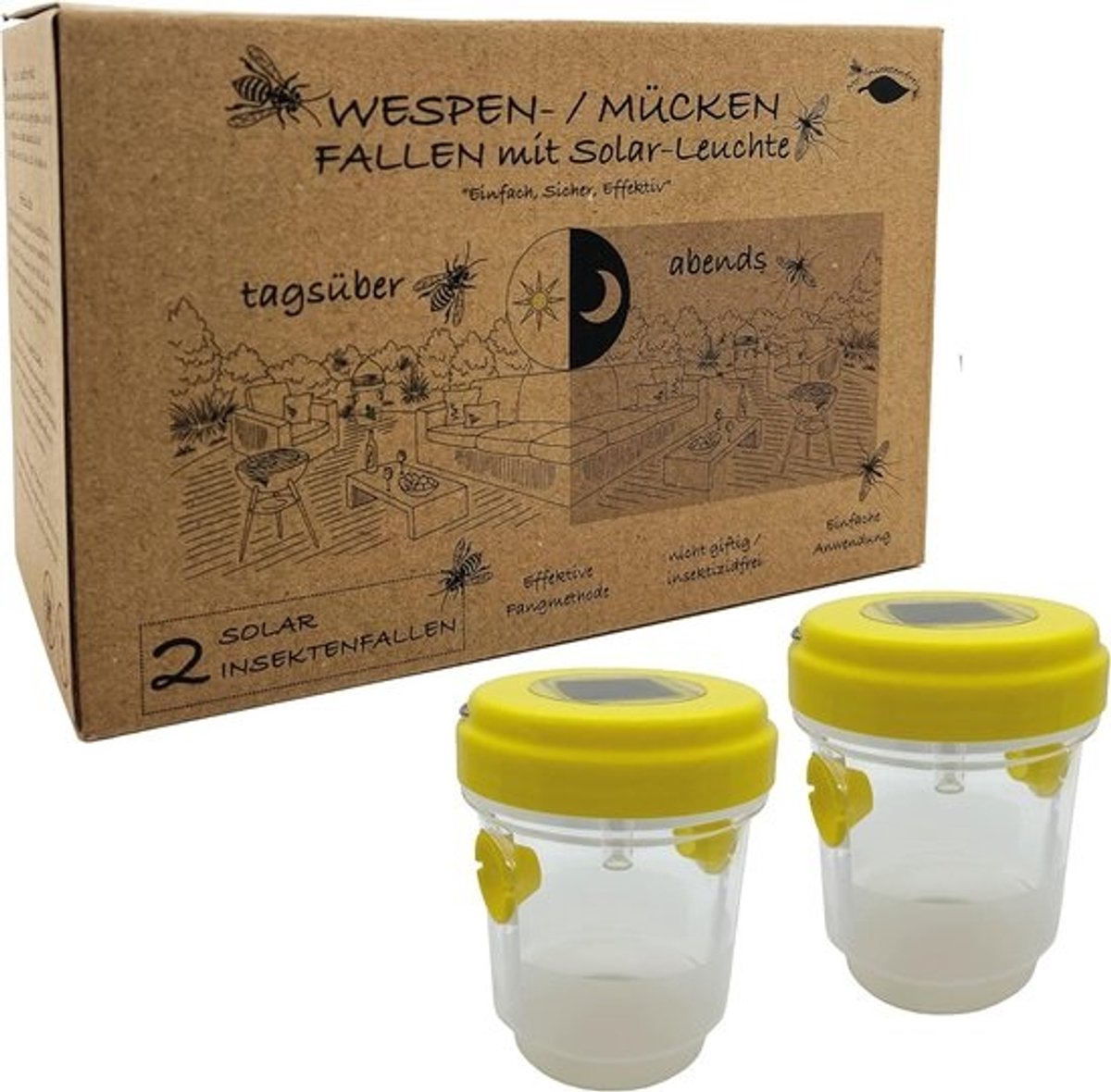 2-in-1 Zonne-energie Wespen- en Muggenval – Effectieve Insectenvangst voor Tuin en Terras