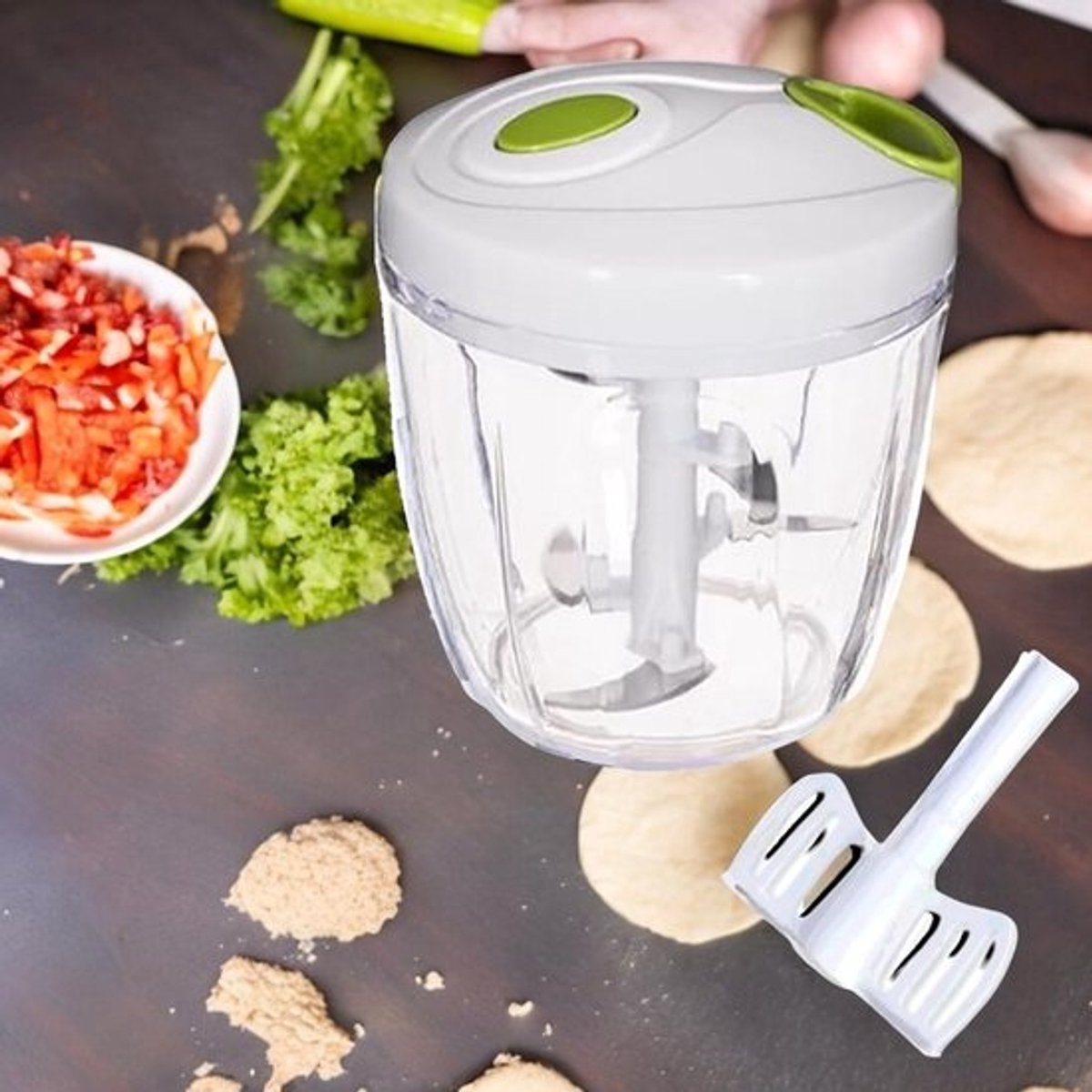Imnova Handmatige Hakmolen 900 ml - Hakmolen voor Groenten, Fruit en Vlees met 5 Messen - Inclusief Garde - Handmatig — cadeau in Koken & Dineren - foto 3