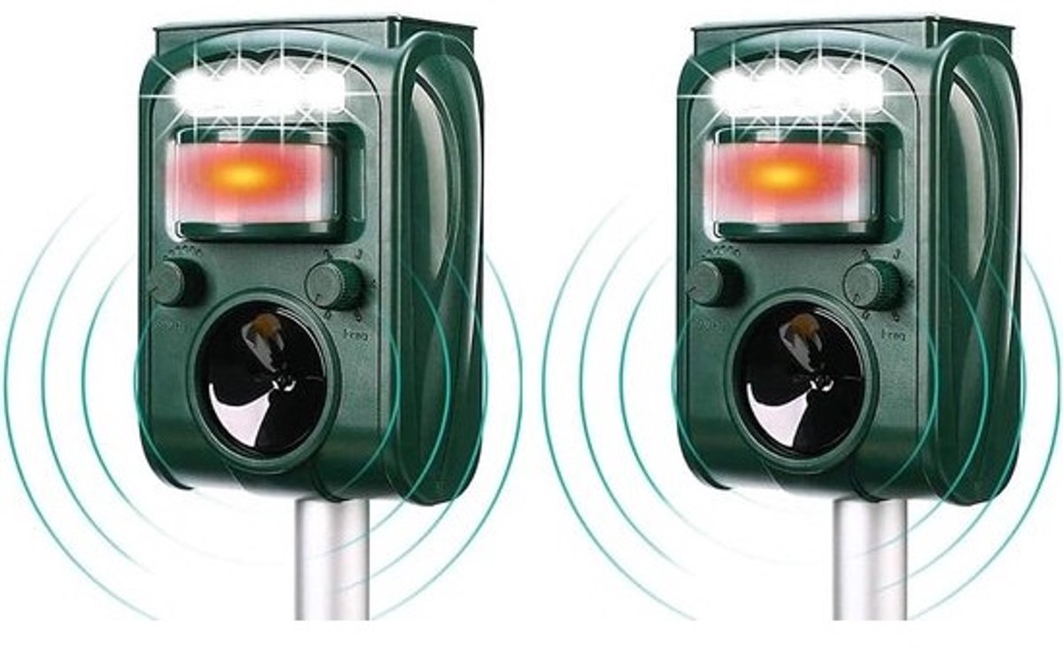 Ultrasoon kattenafweermiddel door zonne-energie IP66 waterdicht met frequentie instelbaar om dieren weg te houden - 5 instelbare modi