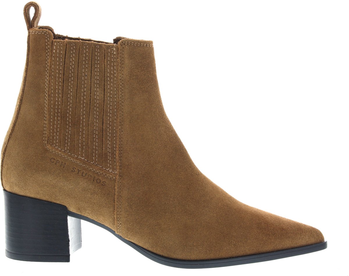 Copenhagen Studios Cph298 Enkellaarsjes - Enkelboots met rits - Dames - Cognac - Maat 41