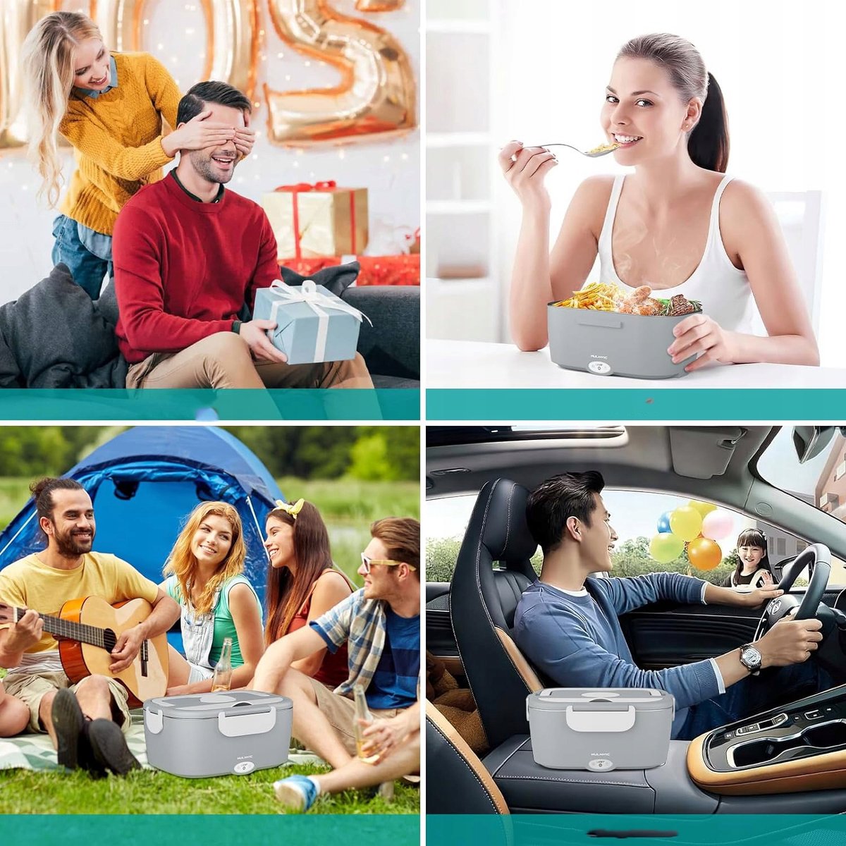 Elektrische Lunchbox - Verwarmde Bento Box - Thermos Lunchbox - Autolunchbox Elektrisch - 1,5L - RVS Binnenbak - Lekvrij - 12V/24V/220V - met Isolatietas & Bestek - Draagbare Broodtrommel - Voor Auto & Thuis & Kantoor — cadeau in Kookcadeaus - foto 3