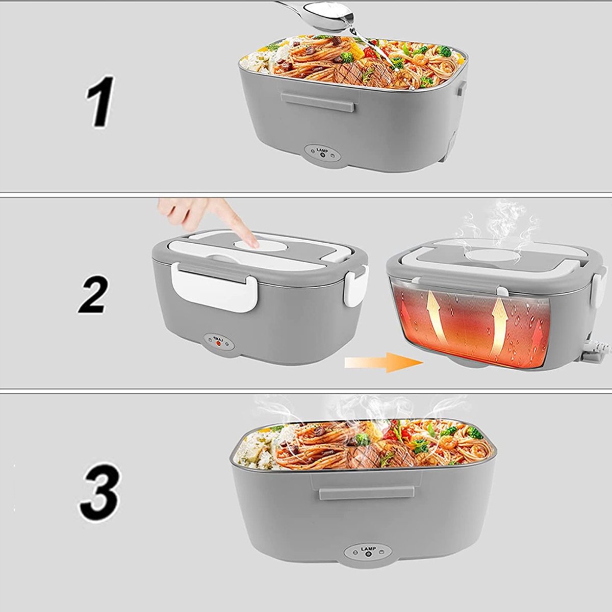 Elektrische Lunchbox - Verwarmde Bento Box - Thermos Lunchbox - Autolunchbox Elektrisch - 1,5L - RVS Binnenbak - Lekvrij - 12V/24V/220V - met Isolatietas & Bestek - Draagbare Broodtrommel - Voor Auto & Thuis & Kantoor — cadeau in Kookcadeaus - foto 7