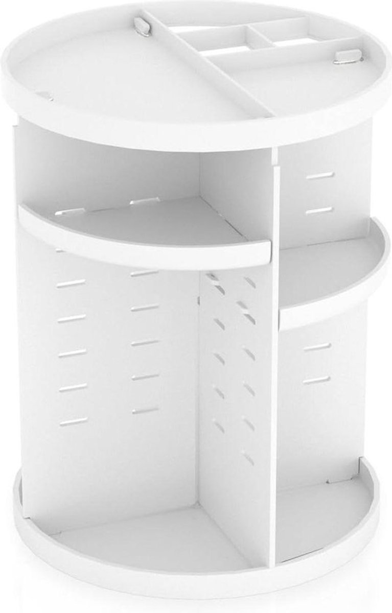 360-graden draaibare make-up organizer in wit - opbergdoos voor cosmetica en sieraden - 30 x 23 cm make up tafel