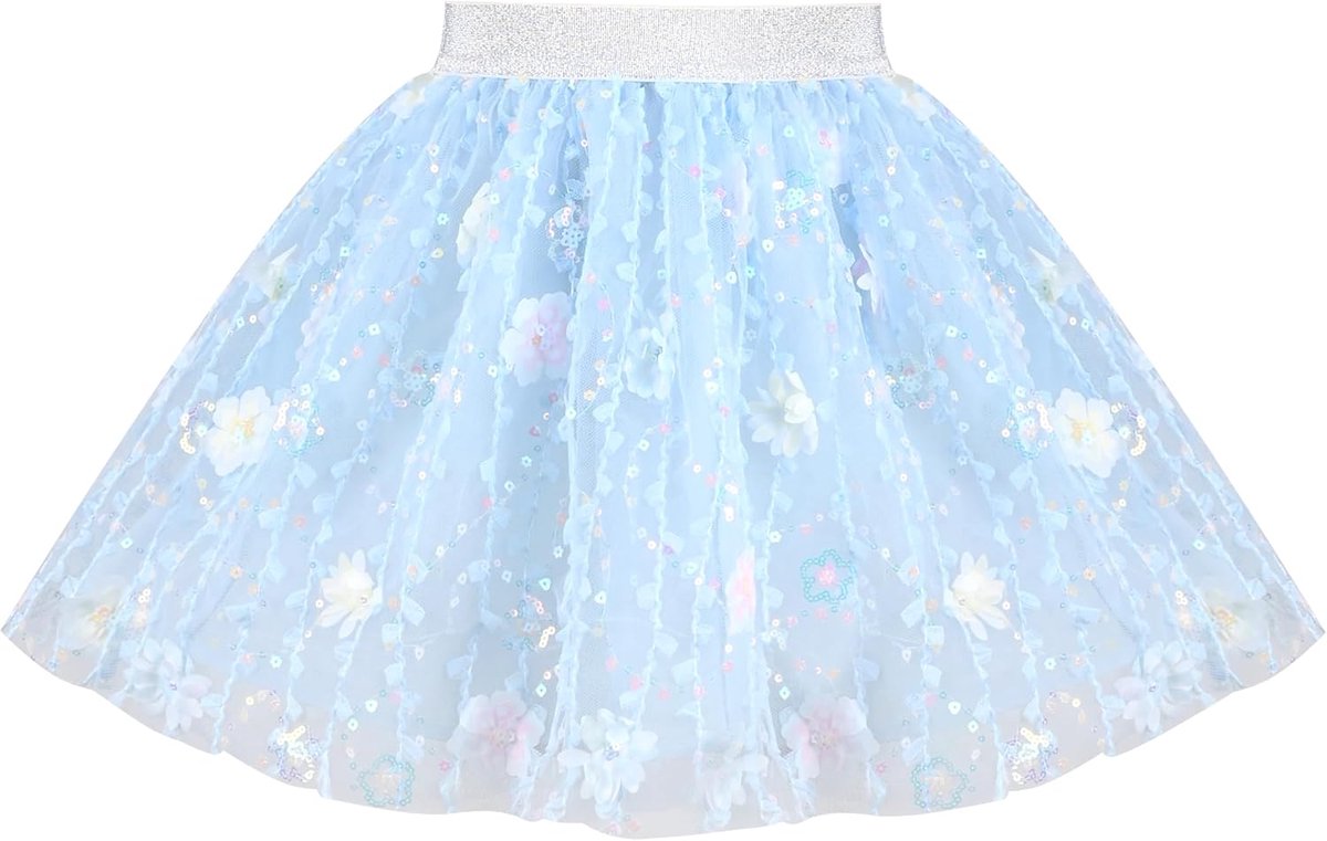 Fashion Meisjes Rok Tutu Regenboog Pailletten Tule 86-146