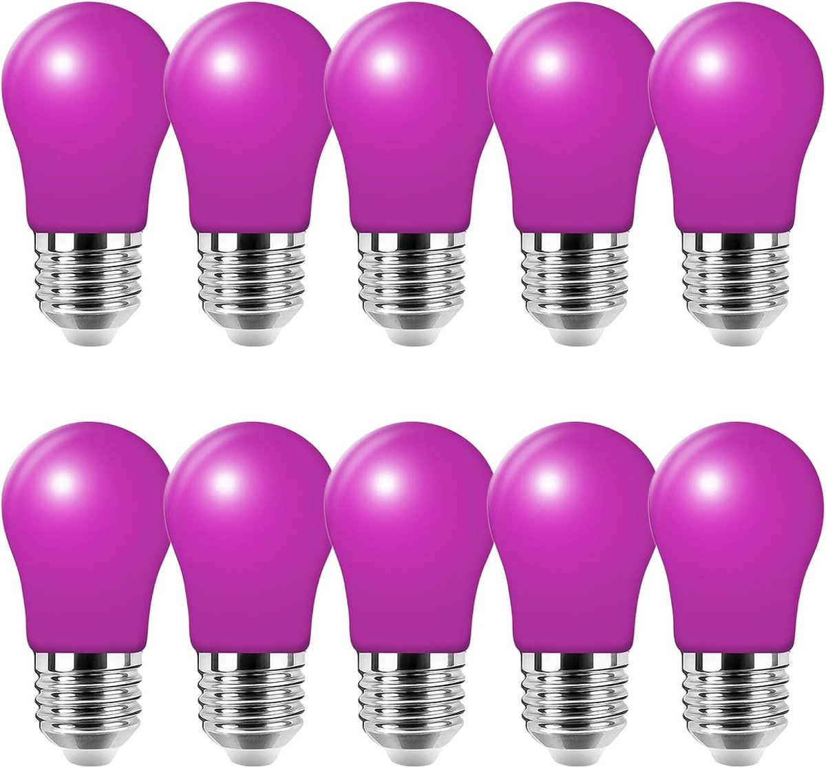 Gloeilamp, led, 2 W, E27 verlichting, gloeilampen, E27, kleurrijk, paars, voor patio, party, kerstverlichting, verpakking van 10 stuks