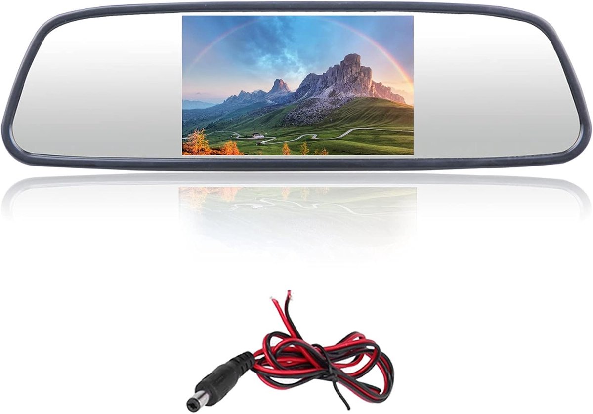 5 Inch Achteruitkijkspiegelweergave Achteruitrijcamera Monitor Interieur Achteruitkijkscherm Auto-accessoires 2 Ingangskanalen ABS Universeel voor Kofferbak DC12‑24V