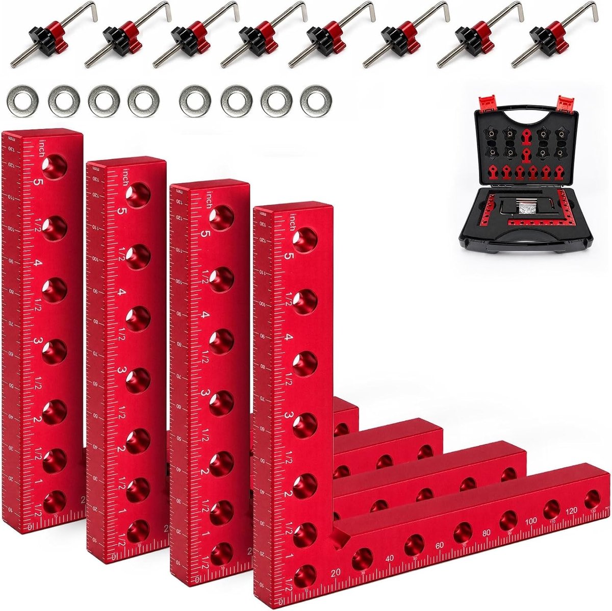 Hoekklem houtbewerking - Aluminium - 140 mm - 4 stuks met Accessoires - Voor Timmerwerk en DIY
