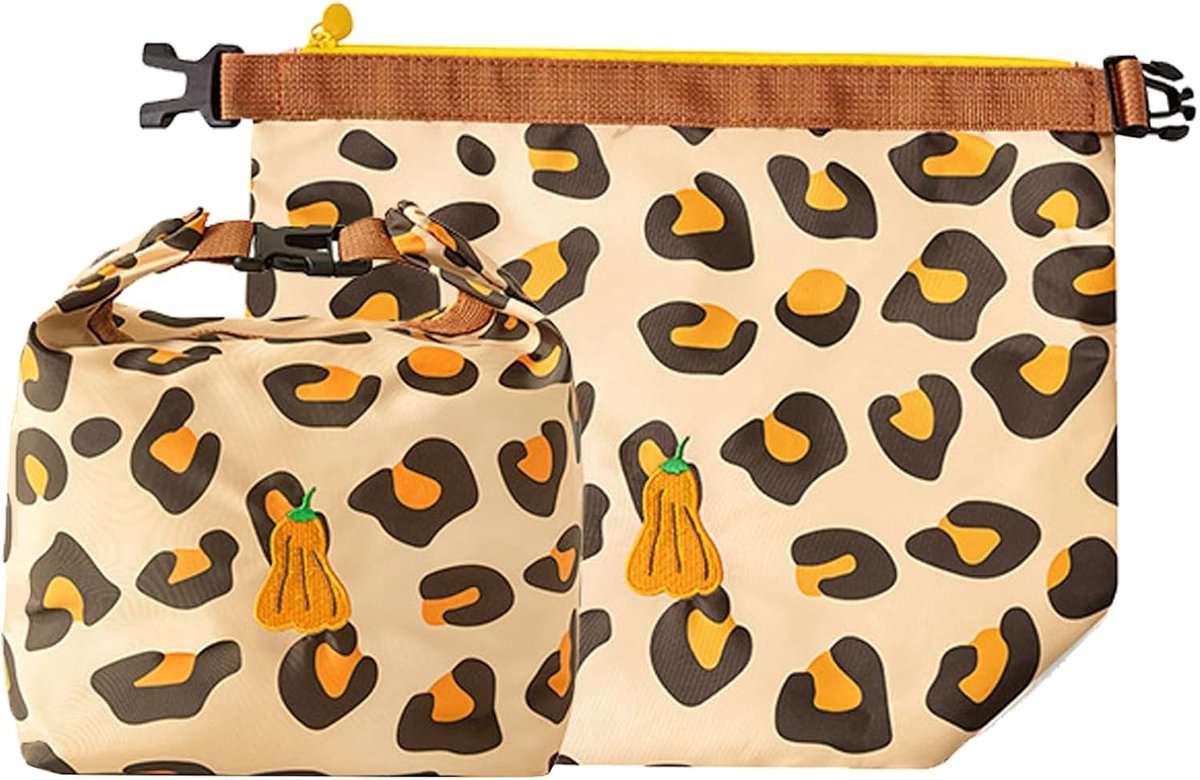 Lunchtas - Leopard Print - 20 x 14 x 28 cm - Geïsoleerde, Lekvrije Draagtas voor Volwassenen en Kinderen