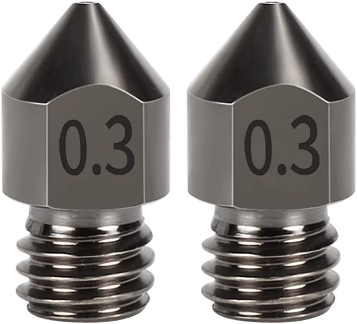 2 Stuks MK8 Nozzle Hard Staal 1.75mm - Slijtvast en Duurzaam voor 3D Printers - 0.3mm Dikte