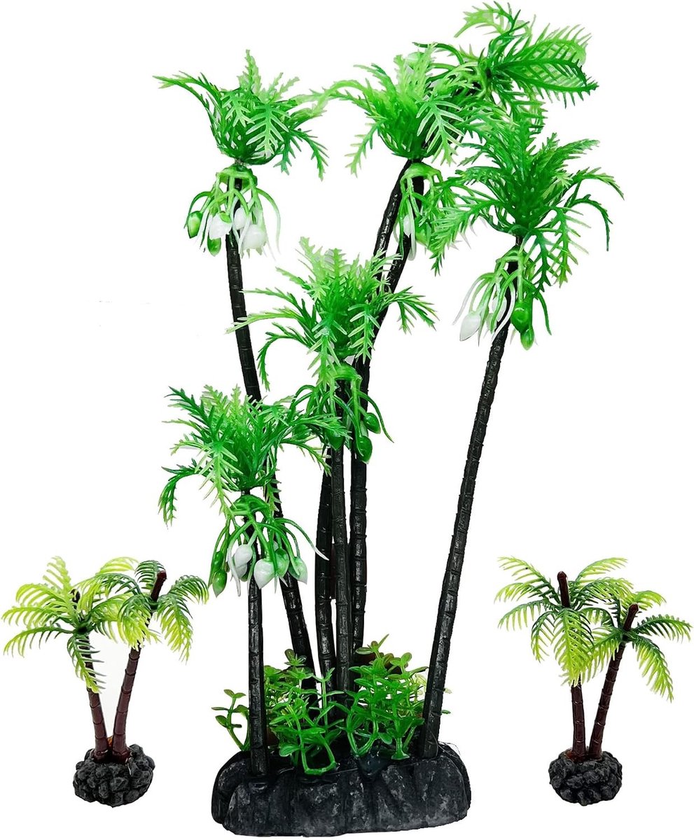 3-delige miniatuur palmboom set van plastic voor DIY landschap en tuinversiering, perfect voor modelbouw en decoratie