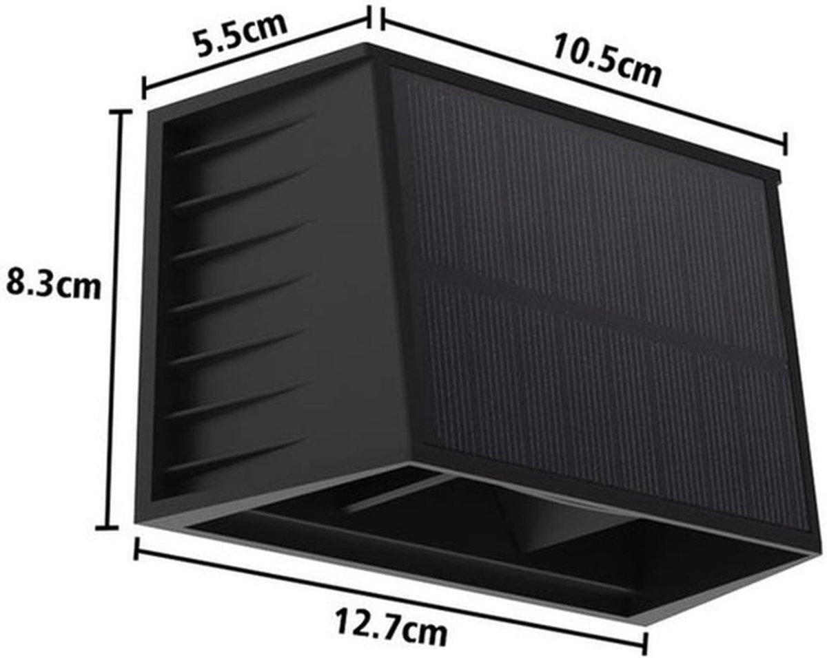 Buitenwandlampen, set van twee, retro kleurtemperatuur 3000K, in hoogte verstelbaar, waterdicht, werkt op zonne-energie, geschikt voor tuinen, muren en schuttingen.