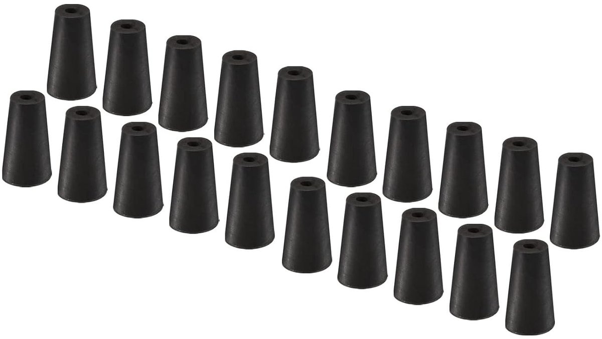 Pack van 20 Conische Rubber Stoppen met Gat, Hittebestendig en Ideaal voor Laboratoria en Industrie (Zwart 10mm tot 15mm)