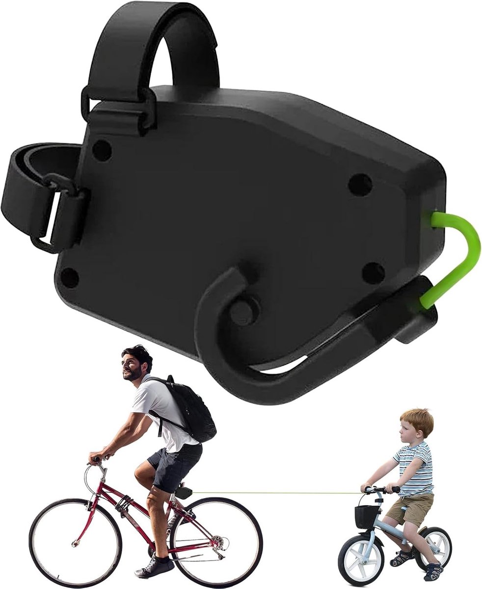 Fiets sleeptouw - Zwart - 15 x 10 x 7 cm - Stalen en Nylon Sleepriem - Voor Kinderen en Volwassenen