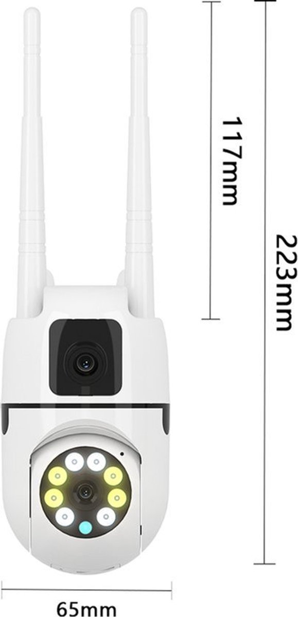 WiFi Beveiligingscamera - Dubbele Lens - Waterdicht - Binnen En Buiten - Cloudopslag - Bewegingsdetectie