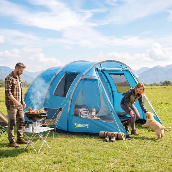 Outsunny-Campingzelt-Taft, Fiberglass-475L x 264B x 172H cm-Blau van Outsunny — afbeelding 5