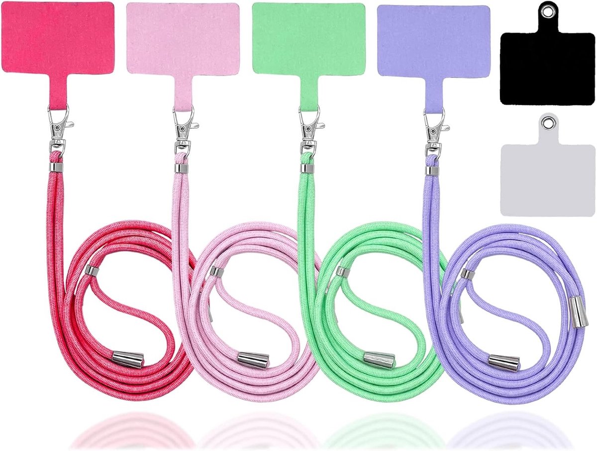 Verstelbare Nylon Crossbody Telefoon Lanyards met Vervangende Sticker Patches en Veiligheidsband voor Smartphones in 4 Kleuren, Ideaal voor Dagelijks Gebruik