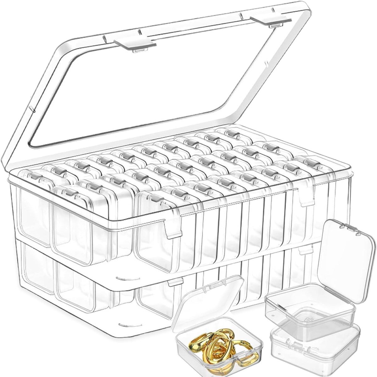 Set van 60 Kleine Opbergdozen (5,5 x 5,5 x 2 cm) voor Knutselmaterialen, Sieraden, en Kleine Onderdelen
