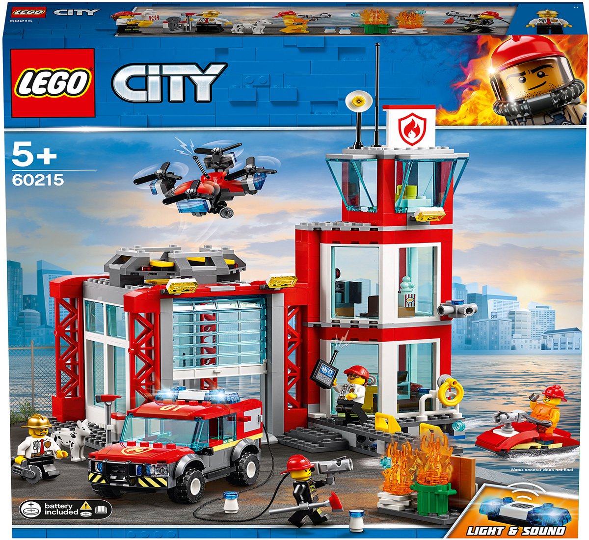 Bol.com LEGO 60215 City Fire Brandweerkazerne Speelgoed met Brandweerauto Waterscooter en 3 Brandweermannen voor Kinderen vanaf ... aanbieding