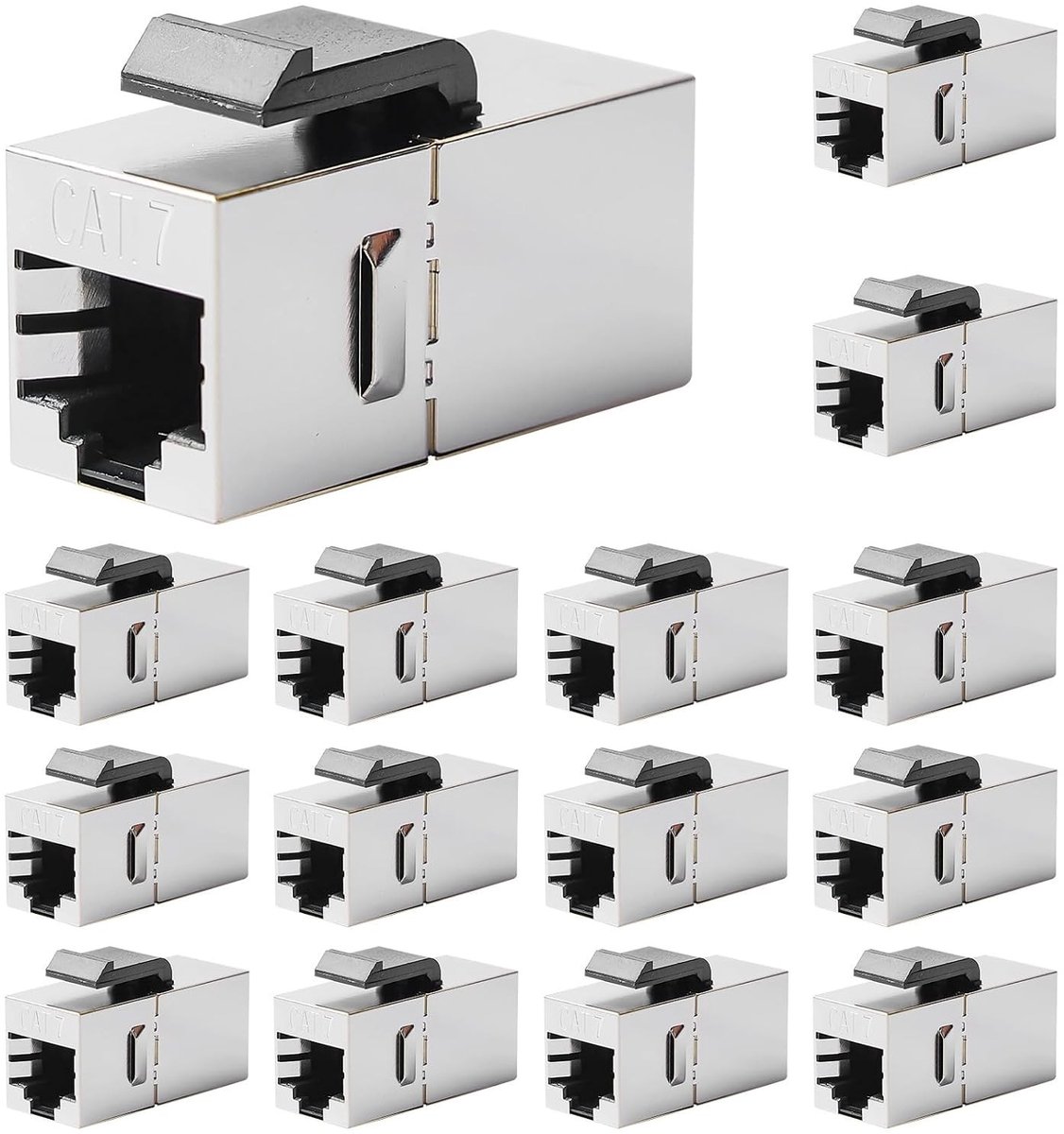 CAT7 Coupler Keystone Module RJ45 - 15 Stuks, 10 Gbit/s Netwerkconnector voor Ethernet Kabels, Geschikt voor Patchkabels en Netwerkverbindingen