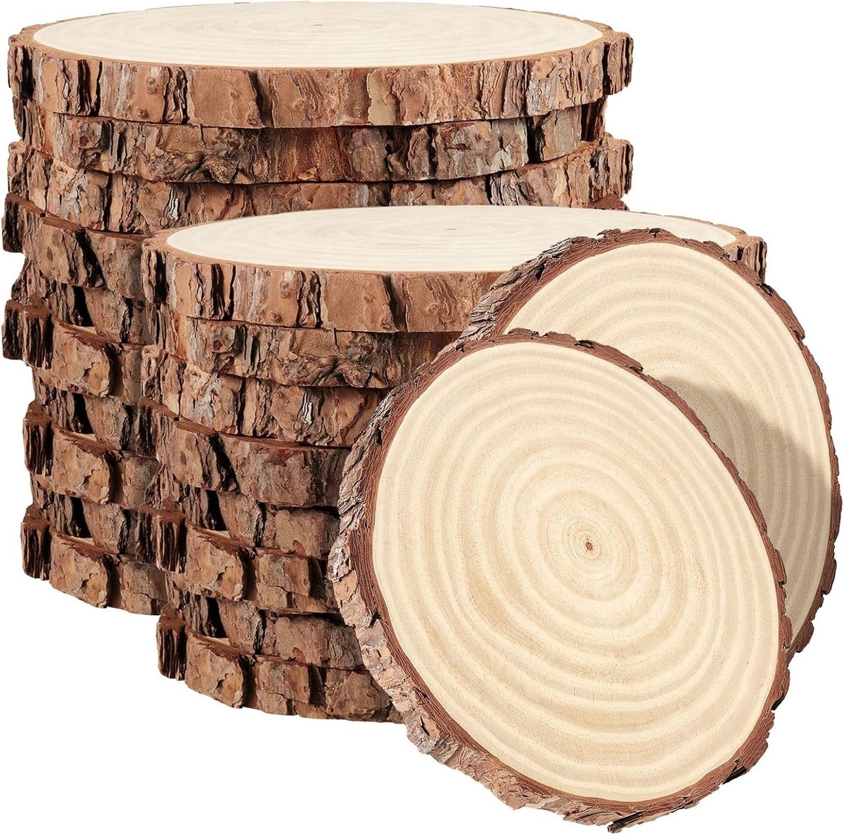 20 Stuks Natuurlijke Houten Schijven 14-16cm Onbewerkt voor DIY Creaties, Kerstdecoraties en Trouwen
