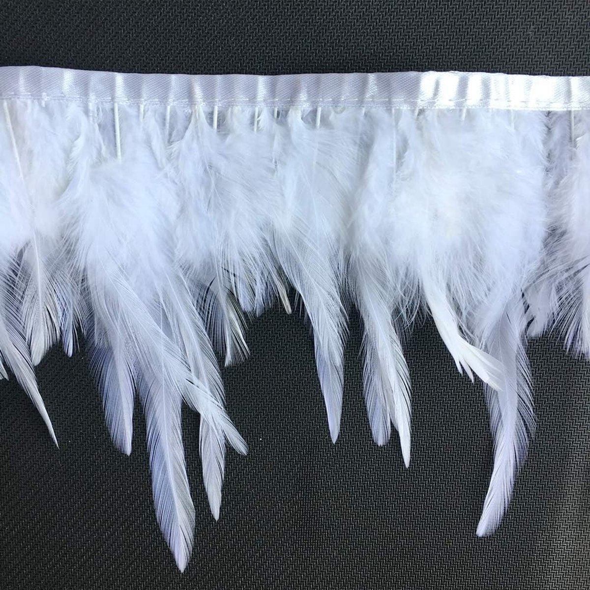 Feather Fringed Kraag met Gekleurde Haanveren voor Kostuum, Decoratie en Kleding, 4.57 m, Wit, Creatieve Accessoires voor Feestjes en Evenementen