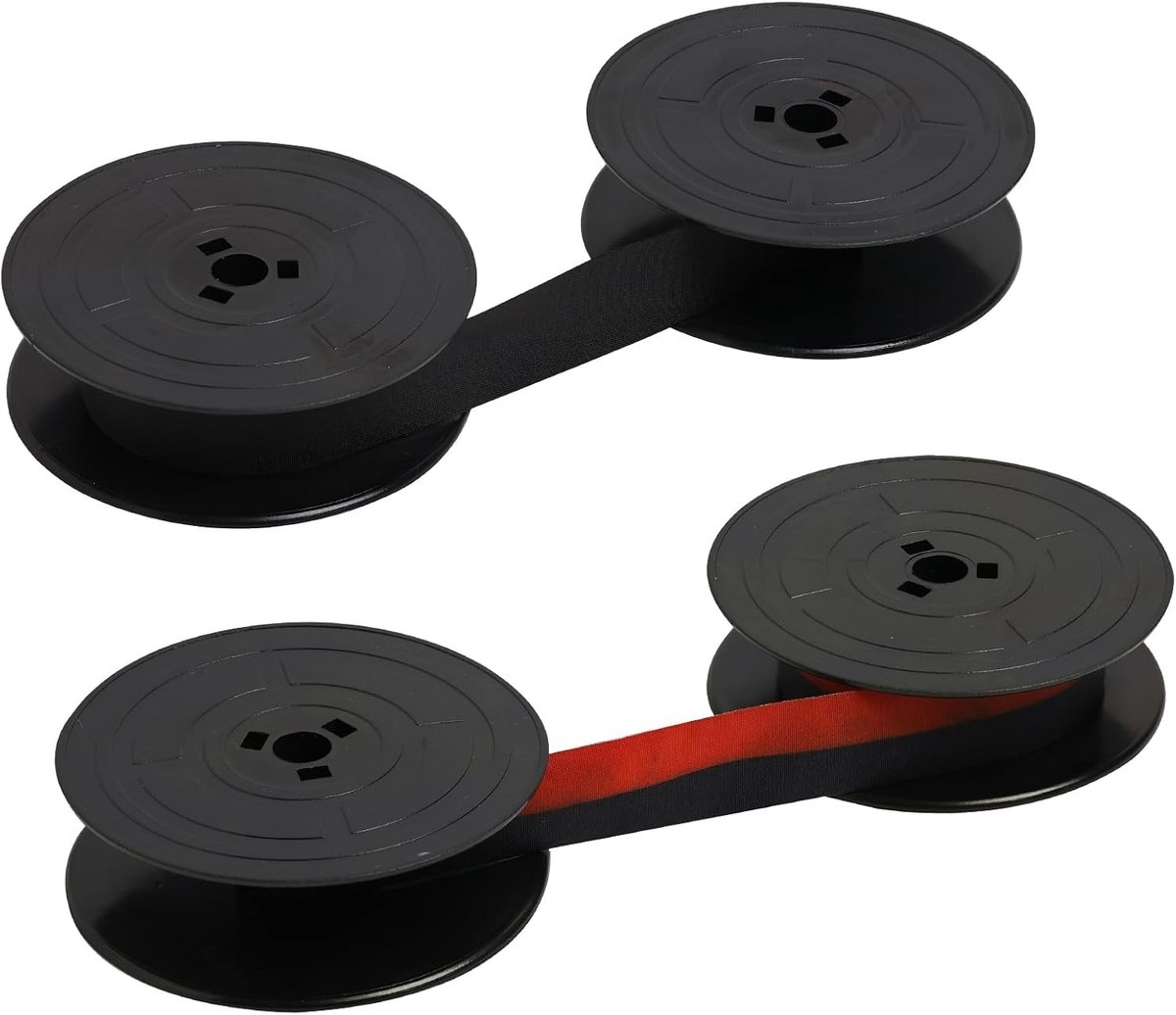 2 Stuks Typewriter Inktlint, Kleur Ribbon voor Typemachines, Geschikt voor Klassieke Modellen, Duurzaam Nylon in Rood en Zwart, Dubbele Spool voor Langdurig Gebruik