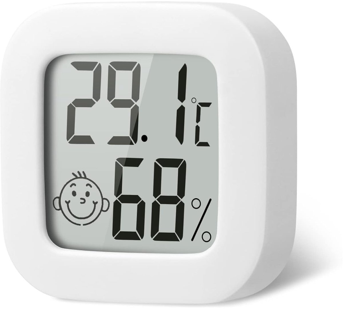 Aanlegthermometer - Wit - 4,3 x 4,3 x 1,3 cm - Digitale Thermo-Hygrometer voor Binnengebruik