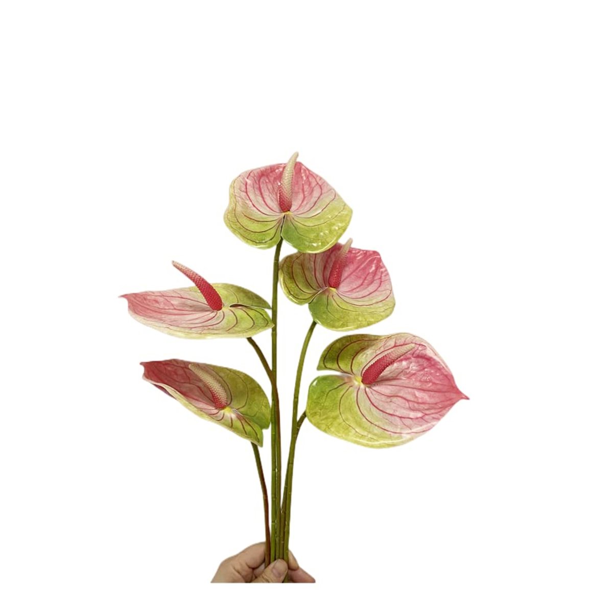 Kunstbloemen - Set van 5 - 61 cm - Weerbestendig - Groen en Roze