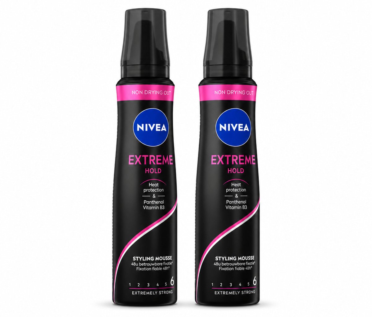 2 x NIVEA - Haarschuim - Extreme Stevigheid - 48 Uur Lang Bescherming - 150 ml - Bulkverpakking - 2 stuks