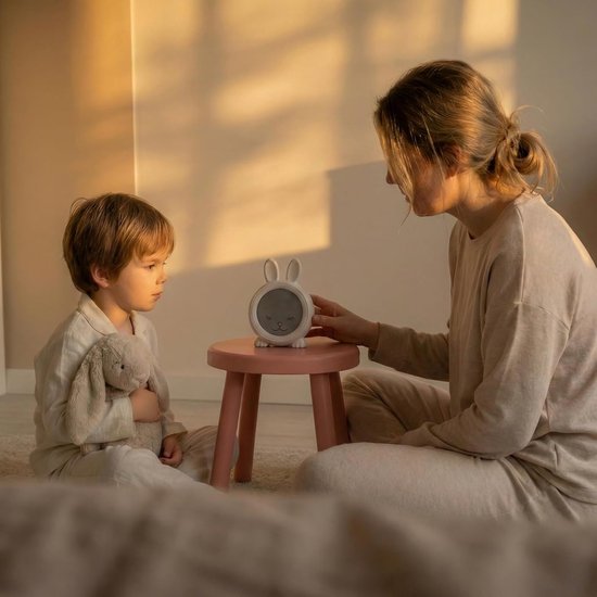 Slaaptrainer Kinderwekker - Educatieve Klok - Leren Slapen Wakker - Kinderslot Functie - 7 Lichtstanden - Wit Konijn — afbeelding 3