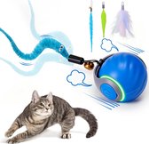 Automatisch kattenspeelbal - 3 staarten en 2 snelheden - interactief - voor energieverbruik - oplaadbaar kattenspeelgoed - voor katteneigenaren - blauw -1 stuk
