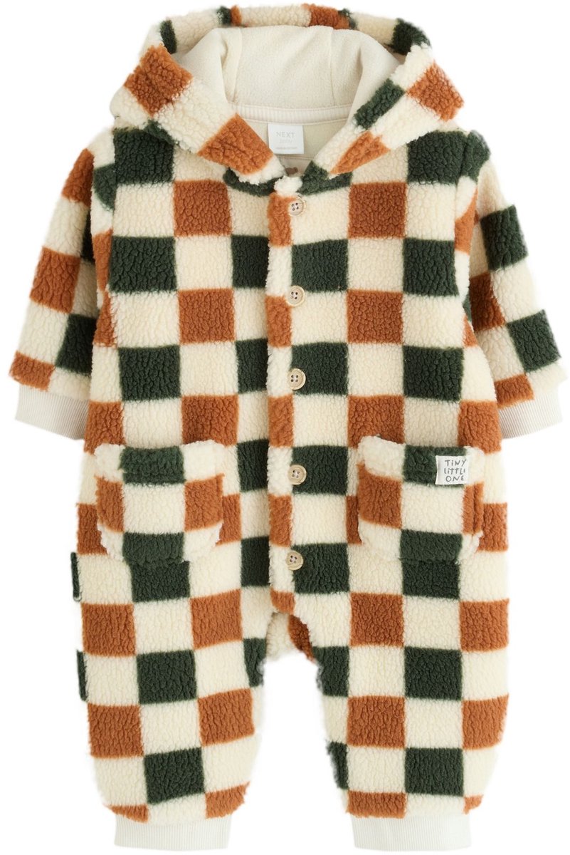 Next - Jongens - Babypakje met knopen en capuchon van borg - Bruin