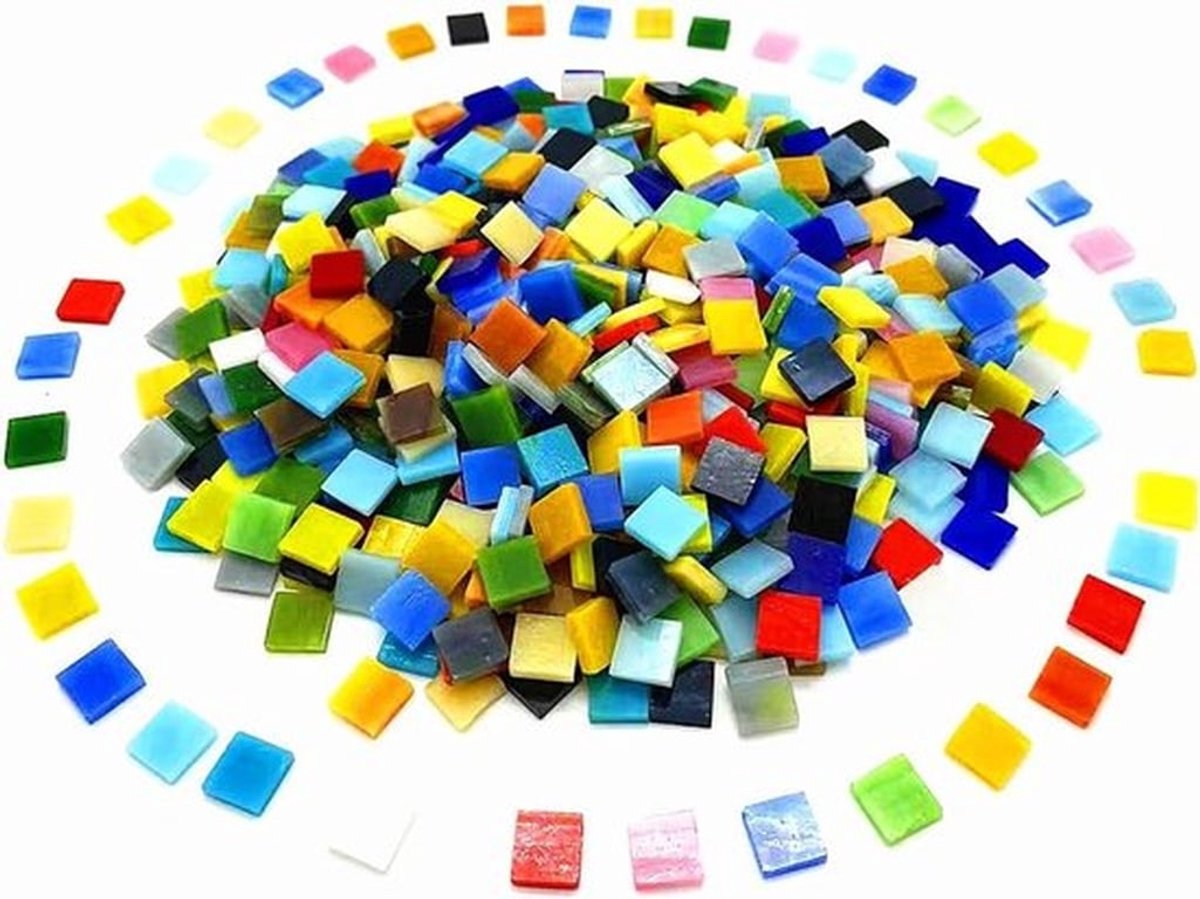 DIY Glazen Mozaïektegels 500G, Diverse Kleuren voor Handgemaakte Decoraties, Perfect voor Keuken en Badkamer, Geschikt voor Beginners, 0.4 x 0.4 Inch