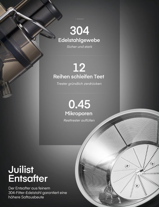 Fruitpers Keuken - Sapcentrifuge - Gezond Sap Maken - Stille Motor - 450 ml - Zwart — afbeelding 5