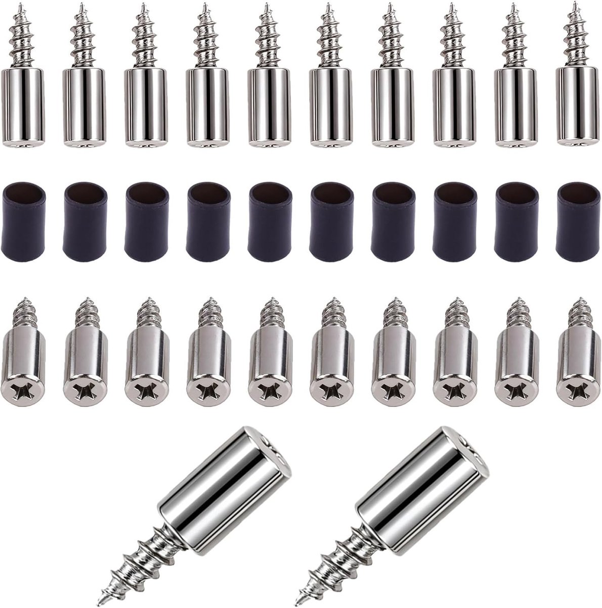 Set van 30 Plankdragers, Schroefstoppers 7 mm voor Boekenplanken, Kasten en Meubels (Zwart)