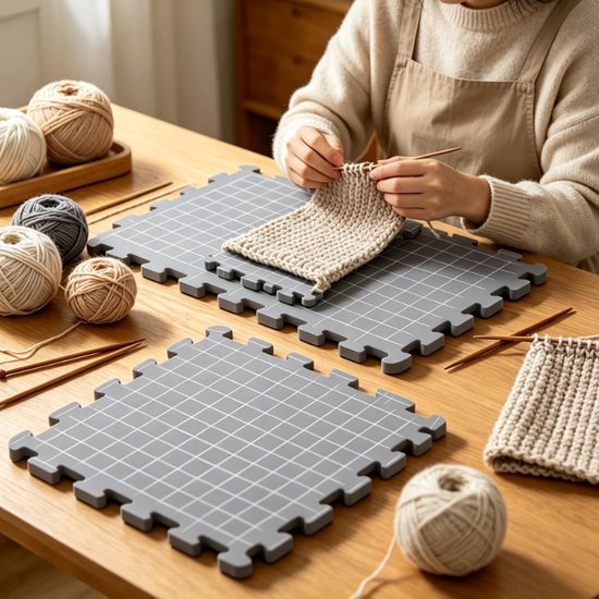 Knit Blocking Mat voor Haken en Breien, Spanner voor Granny Squares, Extra Dikke Stretch Board met 100 T-Needles, Ideaal voor Creatieve Projecten en Haken Accessoires — afbeelding 4