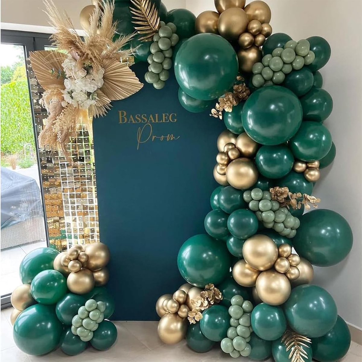 Tafelboog - Donkergroen - Ballonnenboog Kit 126 Stuks - Latex Ballonnen met Gouden Accenten - Voor Feestdecoratie