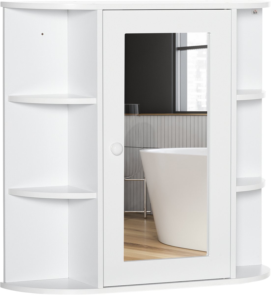 Kleankin spiegelkast - MDF - glas - 66L x 17B x 63Hcm - wit
